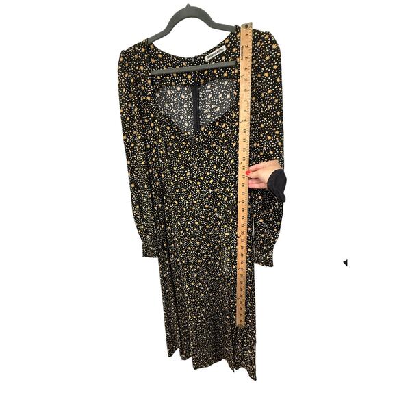 NEW! Reformation 10 Daisy Hunt Midi Dress Long Sleeve Dark Floral Black Yellow - Picture 9 of 9